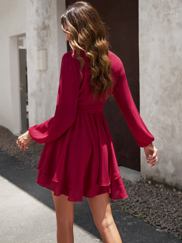 Layered Dress with Waistband - Lena-Pink-S-Nora Luxe
