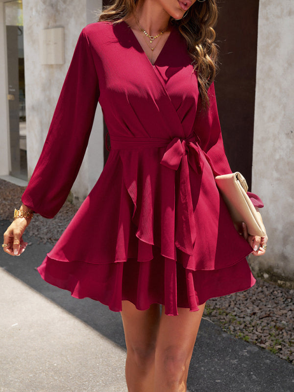 Layered Dress with Waistband - Lena-Pink-S-Nora Luxe