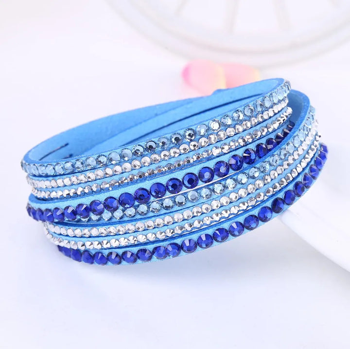 Layered Rhinestone Wrap Bracelet-BLUE-Nora Luxe