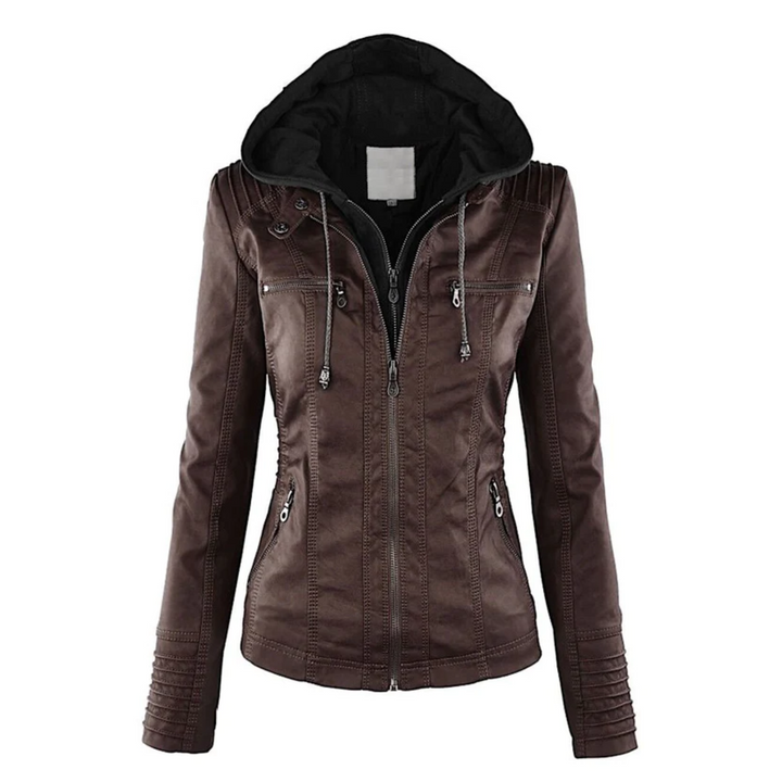 Learning Ladies Jacket with Hood - Emma-Dark Brown-S-Nora Luxe