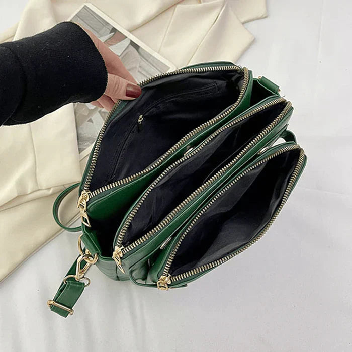 Leather Crossbody Shoulder Bag - PremierSatchel-Brown-Nora Luxe