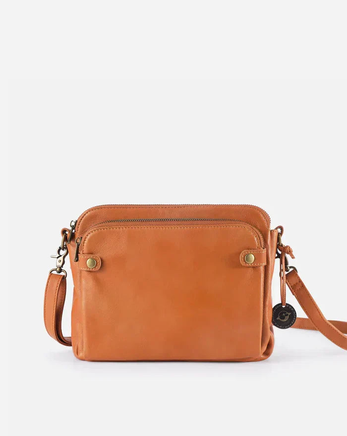 Leather Crossbody Shoulder Bag - PremierSatchel-Brown-Nora Luxe
