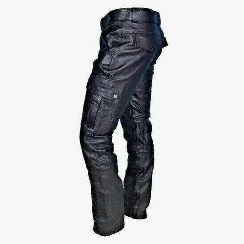 Leather Men's Motorcycle Trousers - Diego-Black-S-Nora Luxe