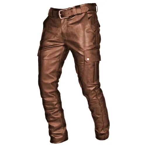 Leather Men's Motorcycle Trousers - Diego-Brown-S-Nora Luxe