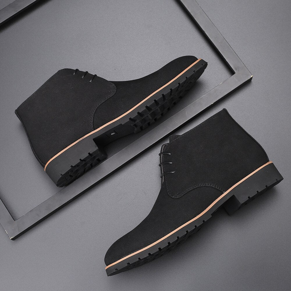 Leather Sweden Ankle Boots for Men - Hudson-Black-5.5-Nora Luxe
