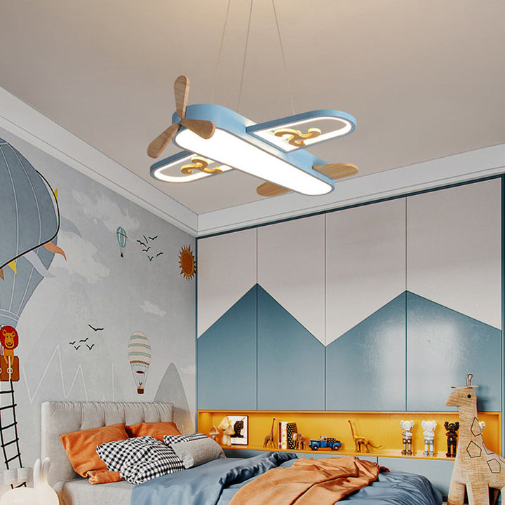 LED Airplane Children's Room Pendant Lamp - SkyFlyer-Blue-Warm-Nora Luxe