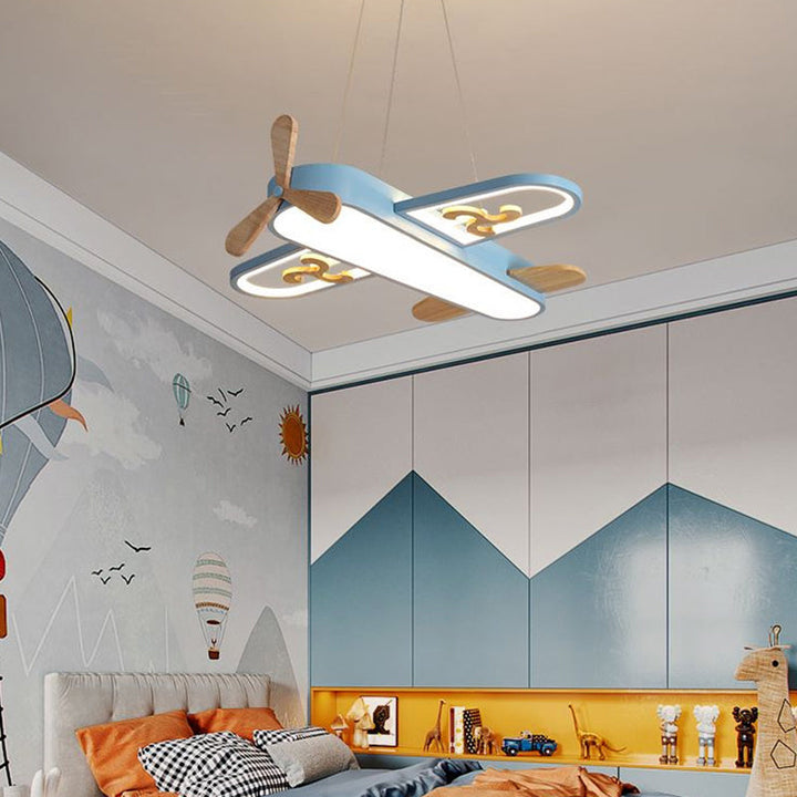 LED Airplane Children's Room Pendant Lamp - SkyFlyer-Blue-Warm-Nora Luxe