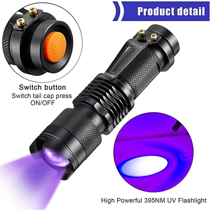 LED UV FLASHLIGHT - ULTRAVIOLET INSPECTION LAMP FOR PET URINE SPOTS AND STAIN DETECTION-SK68 Small Flashlight-Nora Luxe