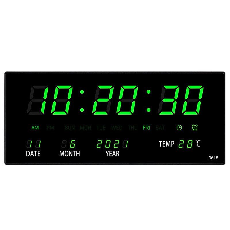 LED Wall Clock with Mirror Effect – Lumino-Green-The Livary