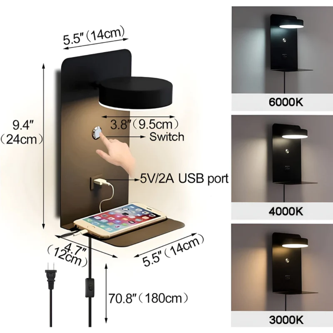 LED Wall Lamp - PowerGlow-Black-EU-Nora Luxe