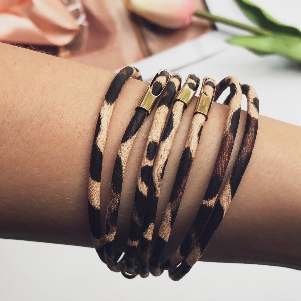 Leopard Leather Bracelet | Multi-Layer Fashion Jewellery-Nora Luxe