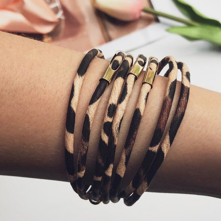 Leopard Leather Bracelet | Multi-Layer Fashion Jewellery-Nora Luxe