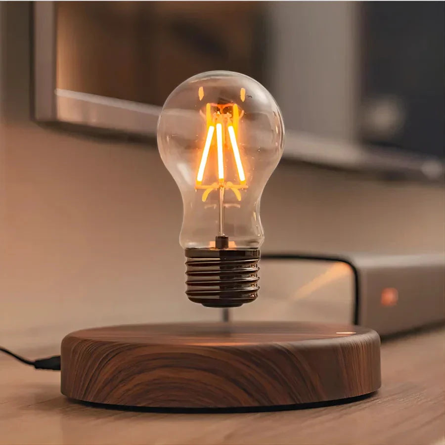 Levitating Light Bulb with Walnut Wood Base - LevitaLux-Circle-Nora Luxe