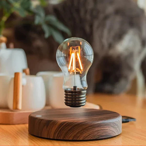 Levitating Light Bulb with Walnut Wood Base - LevitaLux-Circle-Nora Luxe