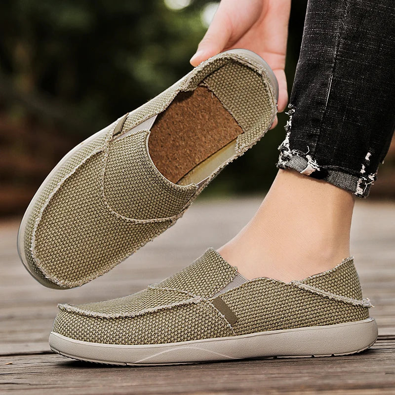 Light canvas slip-ons for men | Breathable summer espadrilles - Niko-Khaki-6.5-Nora Luxe