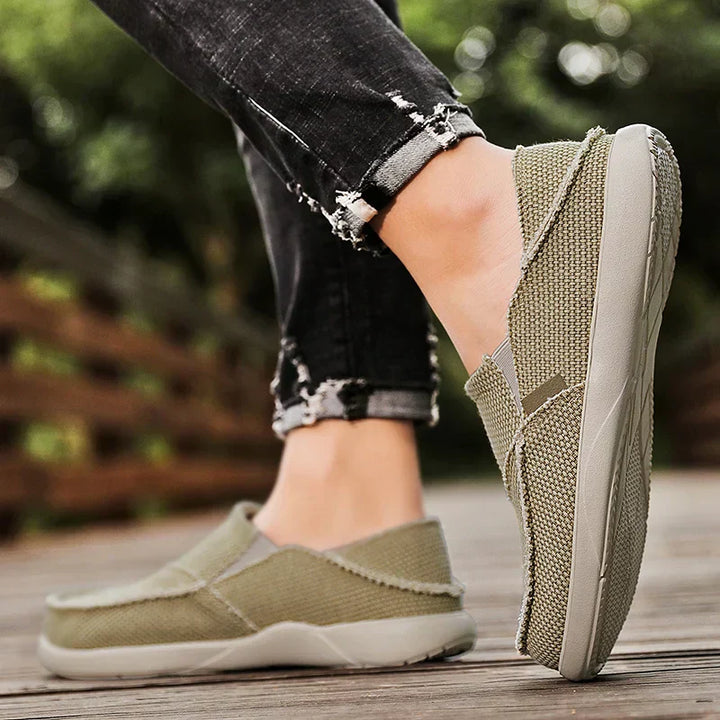 Light canvas slip-ons for men | Breathable summer espadrilles - Niko-Khaki-6.5-Nora Luxe