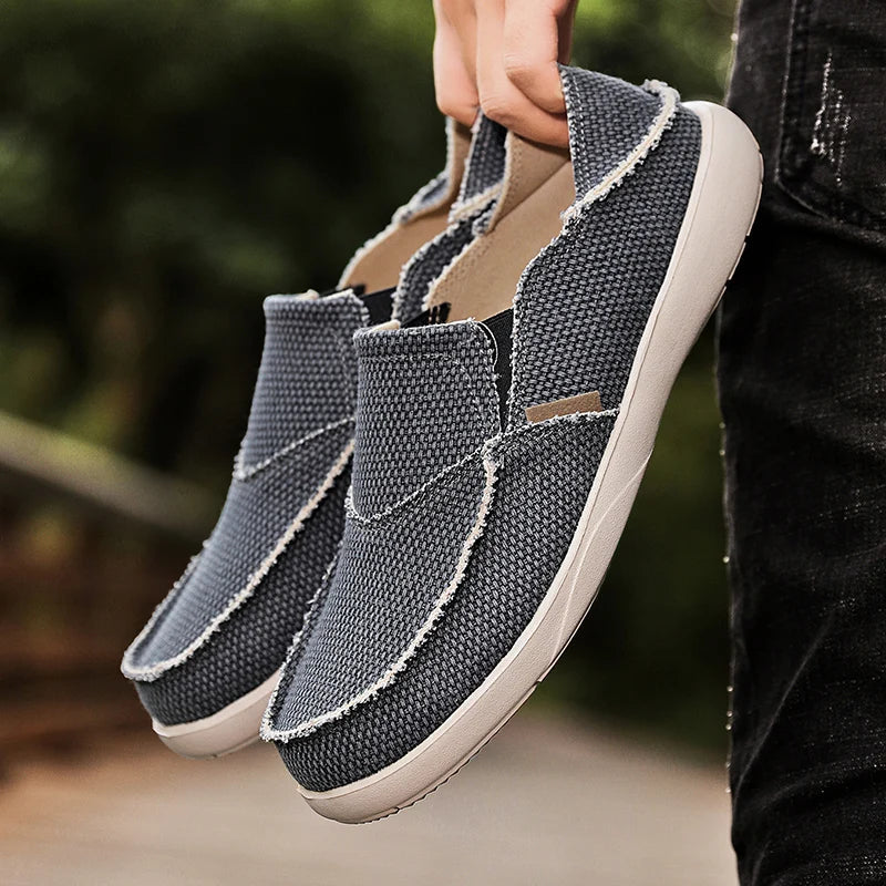 Light canvas slip-ons for men | Breathable summer espadrilles - Niko-Khaki-6.5-Nora Luxe
