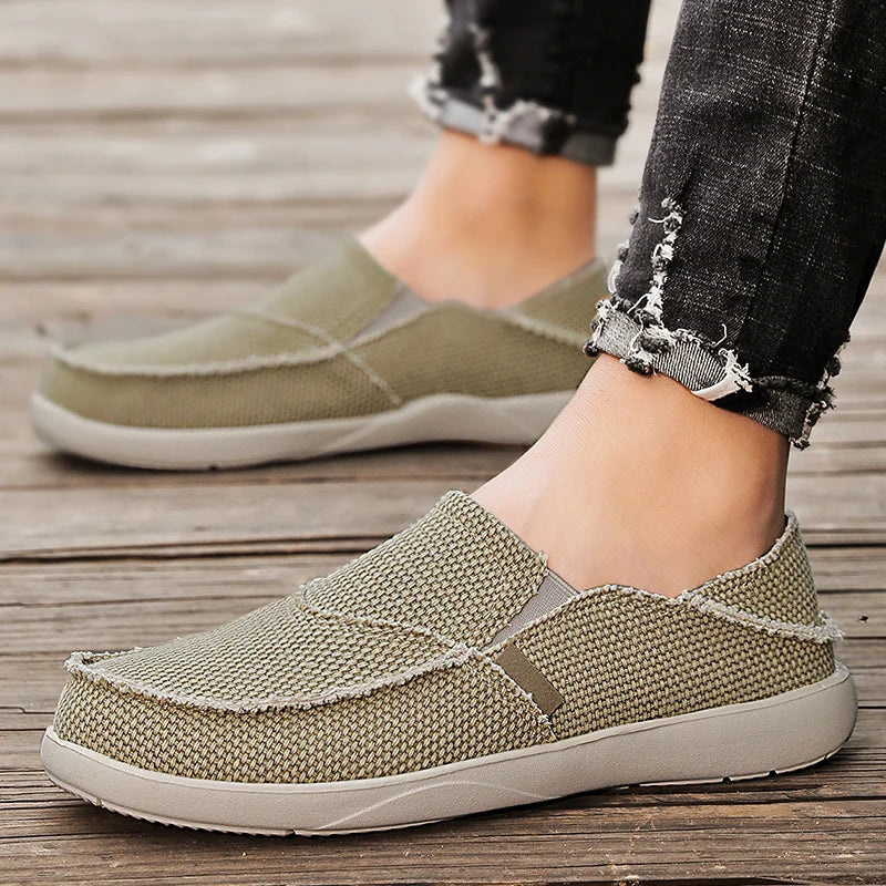 Light canvas slip-ons for men | Breathable summer espadrilles - Niko-Khaki-6.5-Nora Luxe