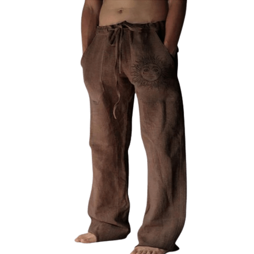 Light & comfortable men's summer trousers made of linen – Nilo-Brown-S-Nora Luxe