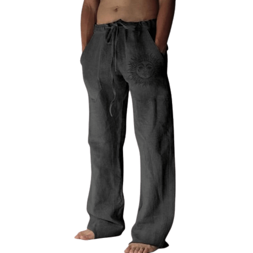 Light & comfortable men's summer trousers made of linen – Nilo-Dark gray-S-Nora Luxe