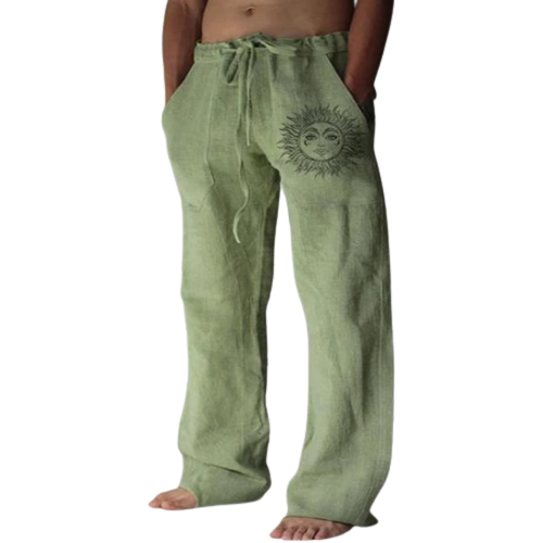Light & comfortable men's summer trousers made of linen – Nilo-Green-S-Nora Luxe