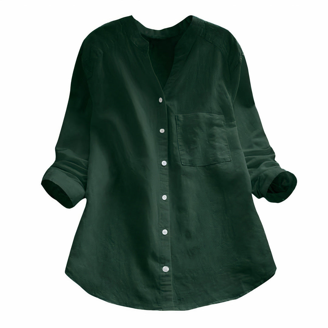 Light Cotton Linen Women's Blouse – Maëlle-Green-S-State of Style