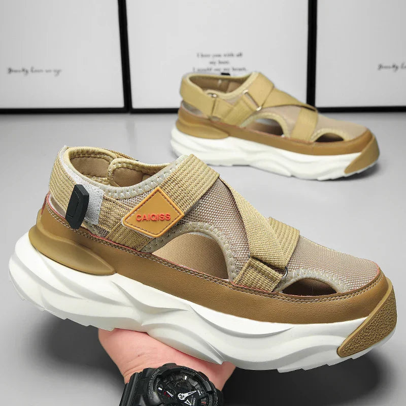 Light EVA summer slippers for women and men with designer look – Elian-Beige-4-Nora Luxe