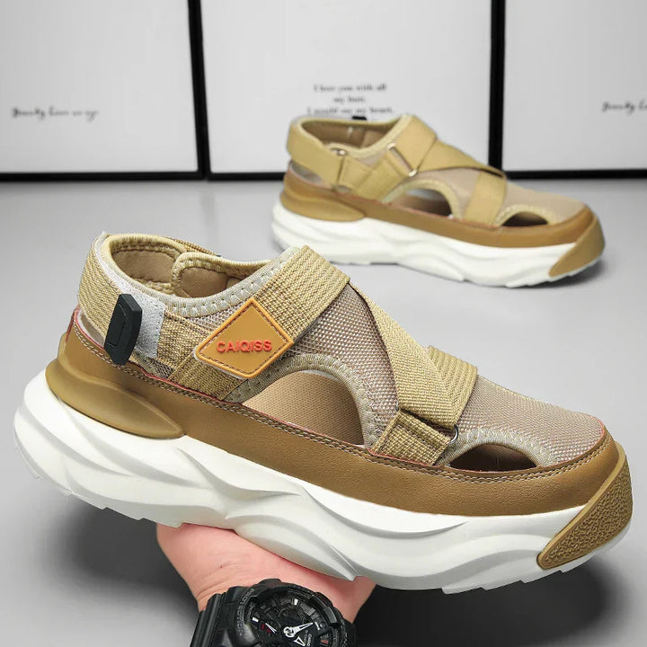 Light EVA summer slippers for women and men with designer look – Elian-Beige-4-Nora Luxe