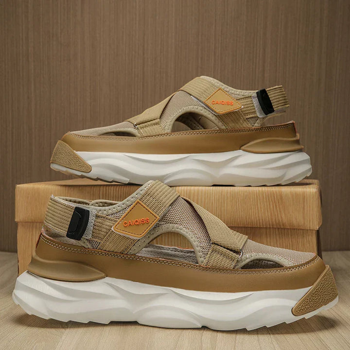 Light EVA summer slippers for women and men with designer look – Elian-Beige-4-Nora Luxe