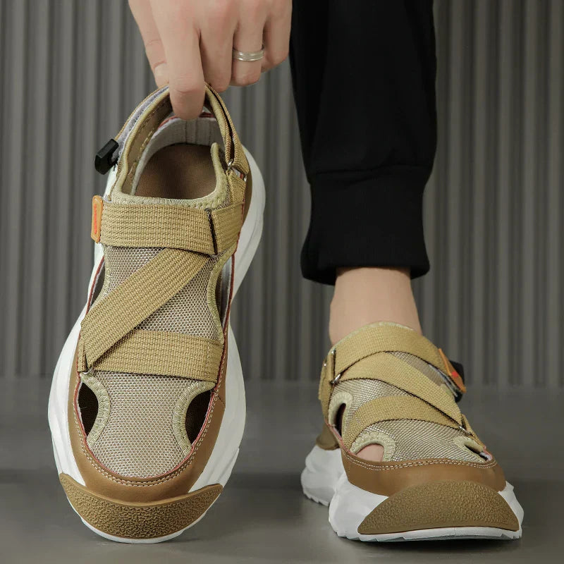Light EVA summer slippers for women and men with designer look – Elian-Beige-4-Nora Luxe