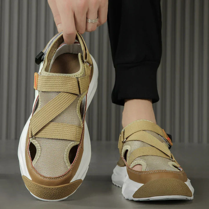 Light EVA summer slippers for women and men with designer look – Elian-Beige-4-Nora Luxe