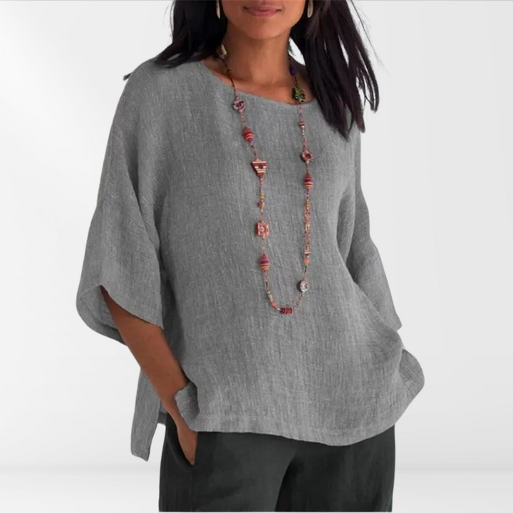 Light Ladies Shirt with Long Sleeves – Mae-Gray-S-State of Style