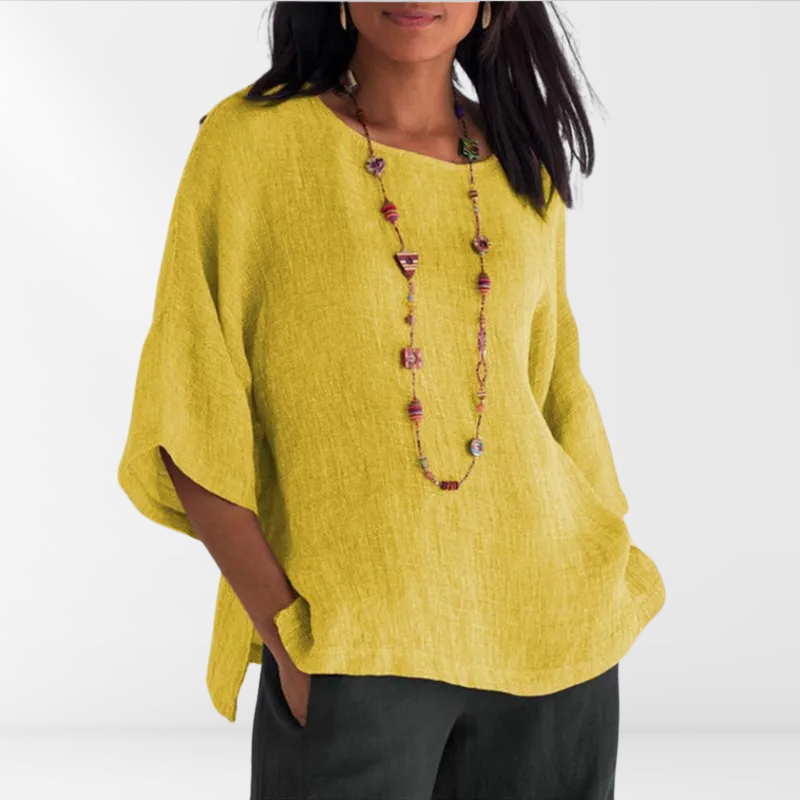 Light Ladies Shirt with Long Sleeves – Mae-Yellow-S-State of Style