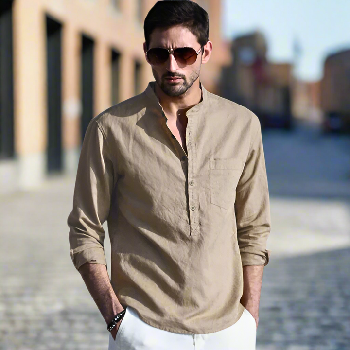 Light Linen Men's Shirt – Thiago-Beige-S-State of Style