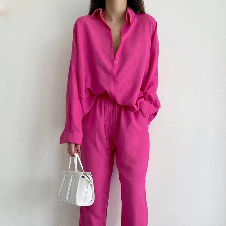 Light Linen Set for Women - Simone-S-Pink-Nora Luxe