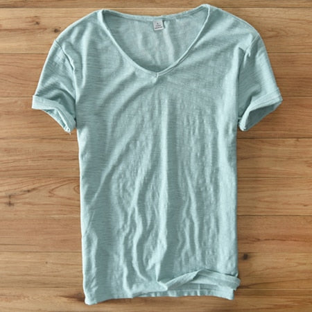 Light Linen V-Neck Shirt for Men – Breathable & Summery – Thilo-Light green-M-Nora Luxe