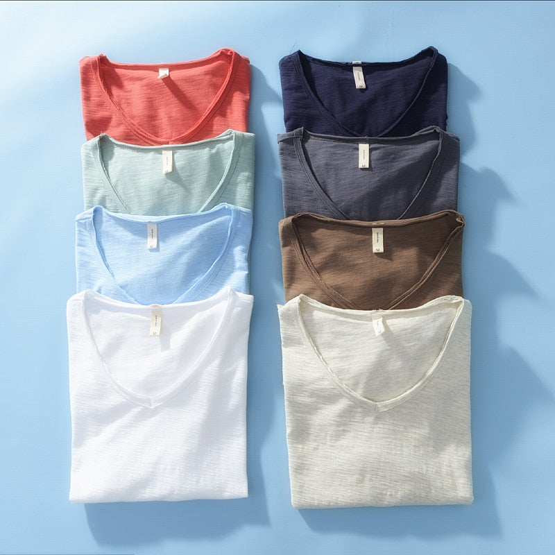 Light Linen V-Neck Shirt for Men – Breathable & Summery – Thilo-White-M-Nora Luxe