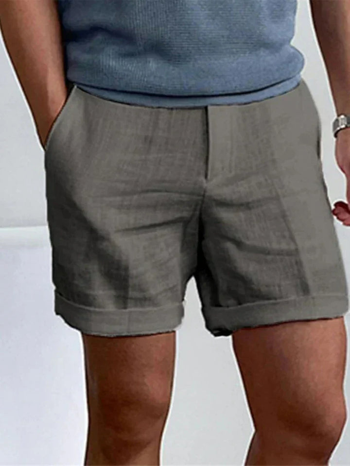 Light men's summer shorts made of linen with a relaxed fit - Jorin-White-S-Nora Luxe