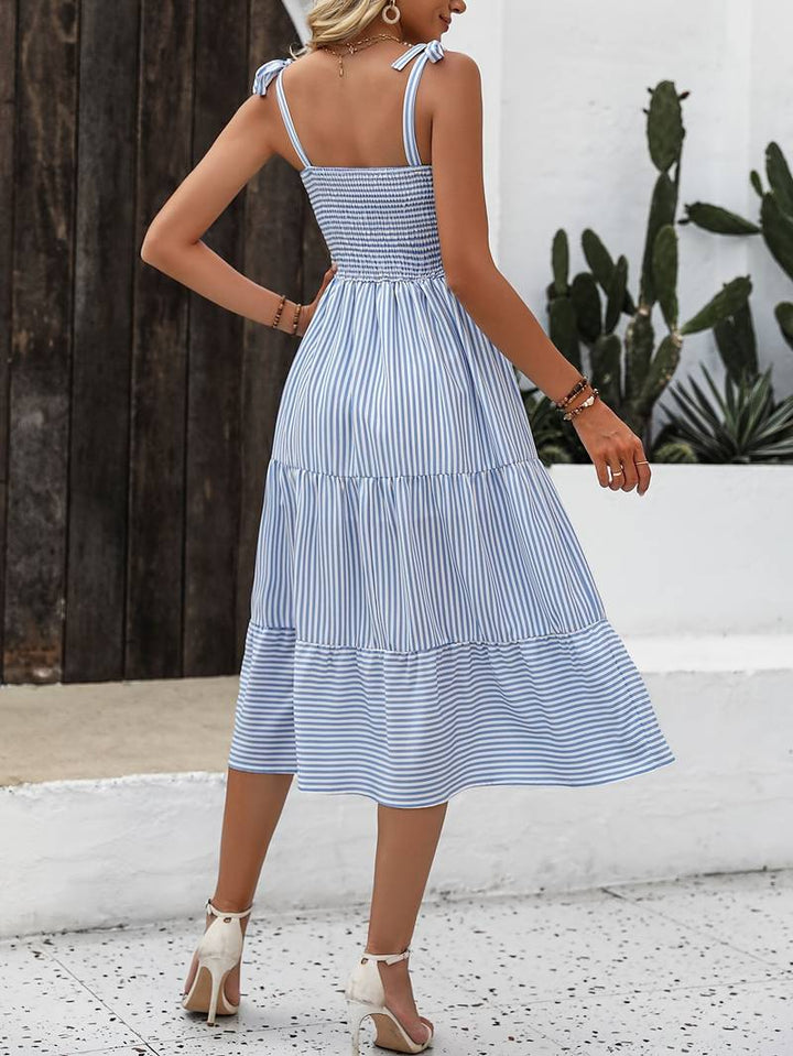 Light & Striped Summer Dress with Adjustable Straps – Amira-S-Nora Luxe