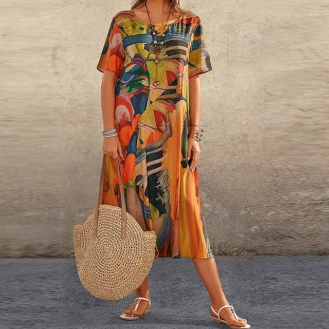 Light Summer Dress with Loose Fit – Ysée-Orange-S-State of Style