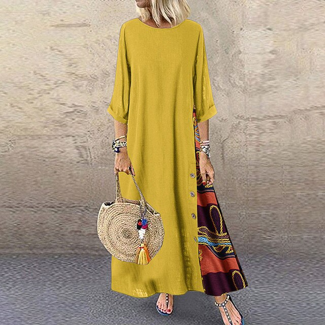 Light Summer Dress with Timeless Design – Nadine-Yellow-S-State of Style