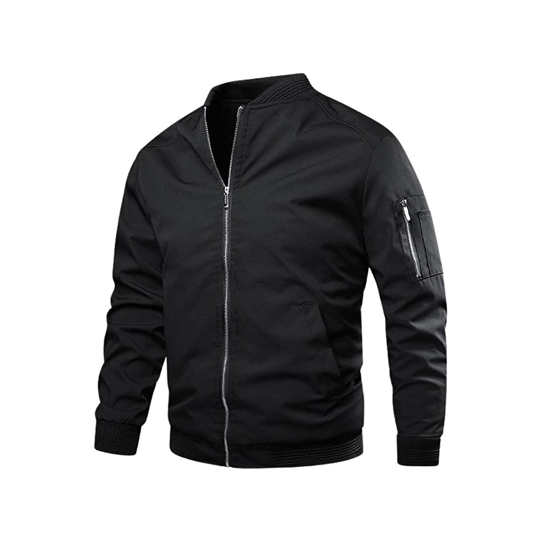 Light & trendy men's bomber jacket with zipper – Jaron-Black-M-Nora Luxe