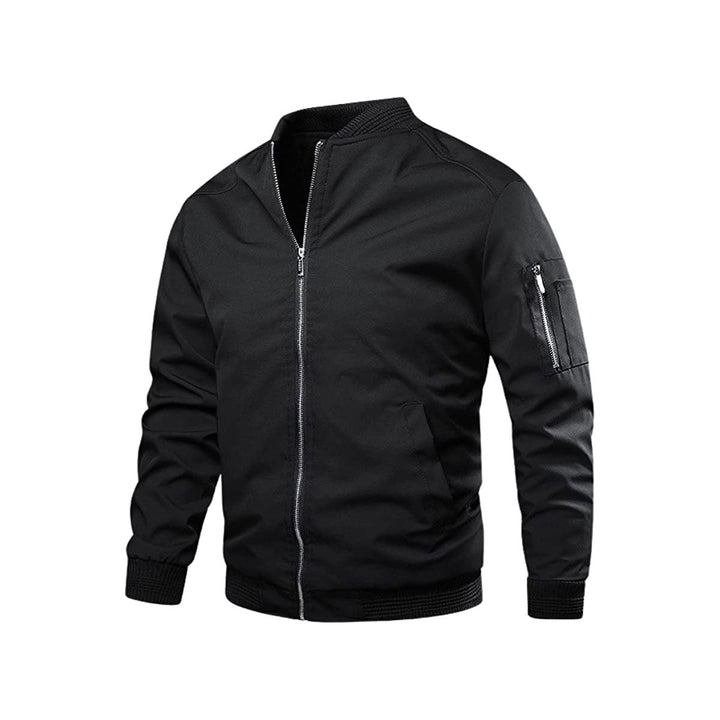 Light & trendy men's bomber jacket with zipper – Jaron-Black-M-Nora Luxe