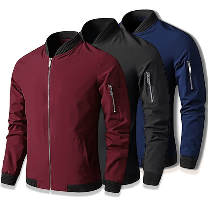 Light & trendy men's bomber jacket with zipper – Jaron-Black-M-Nora Luxe