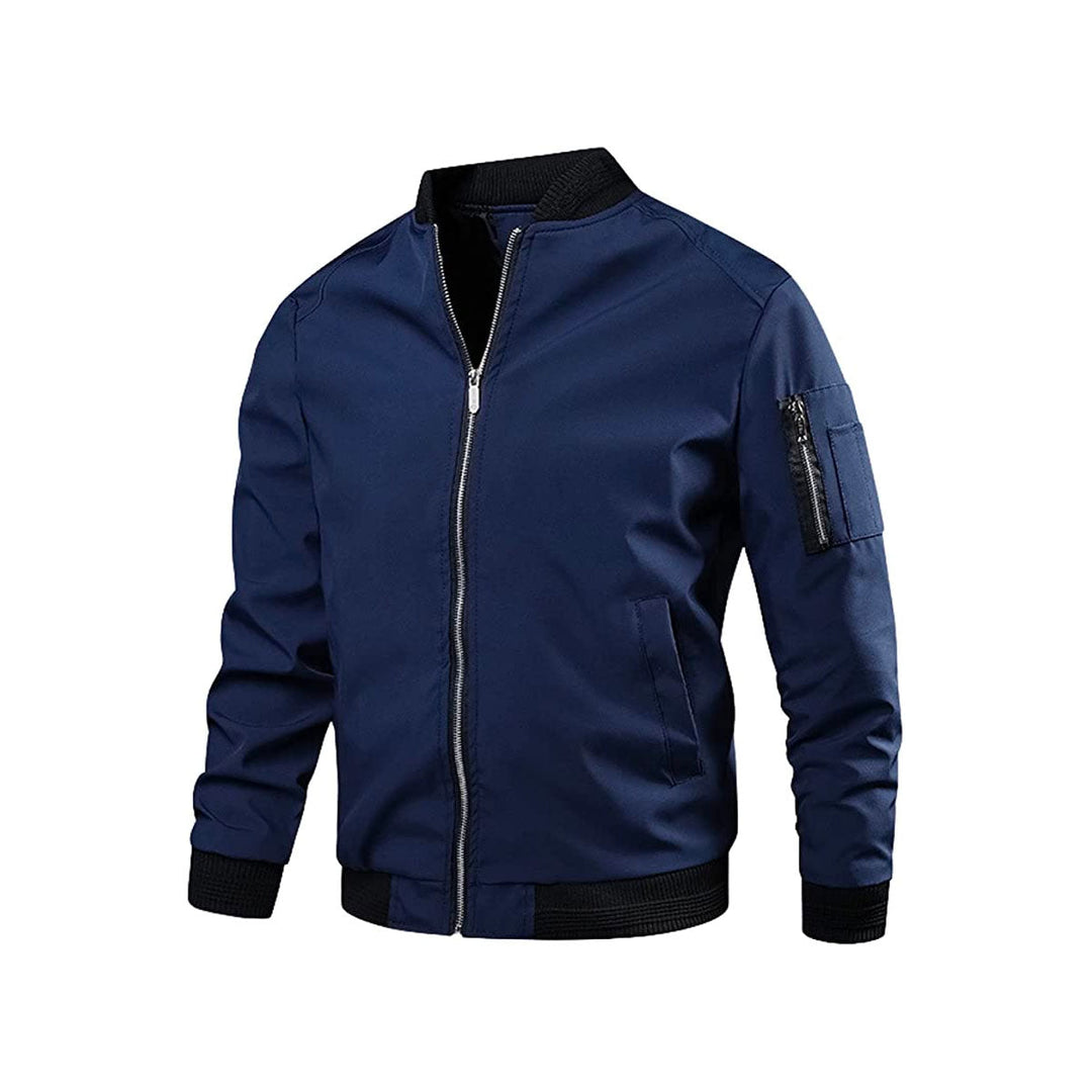 Light & trendy men's bomber jacket with zipper – Jaron-Dark blue-M-Nora Luxe