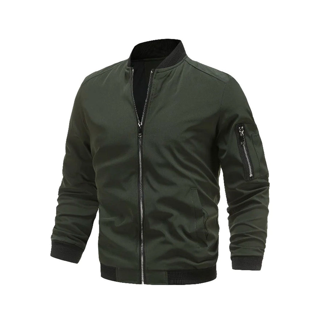 Light & trendy men's bomber jacket with zipper – Jaron-Green-M-Nora Luxe
