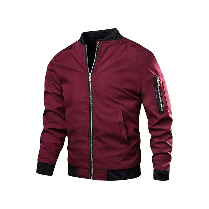 Light & trendy men's bomber jacket with zipper – Jaron-Red-M-Nora Luxe