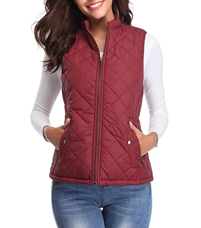 Lightly Padded Stylish Women's Bodywarmer - Lara-Bordeaux Red-S-Nora Luxe