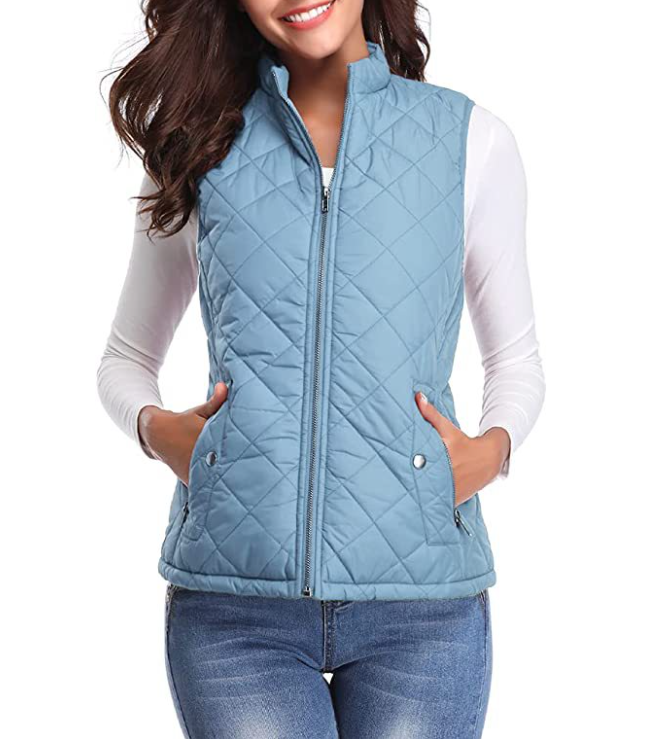 Lightly Padded Stylish Women's Bodywarmer - Lara-Light Blue-S-Nora Luxe