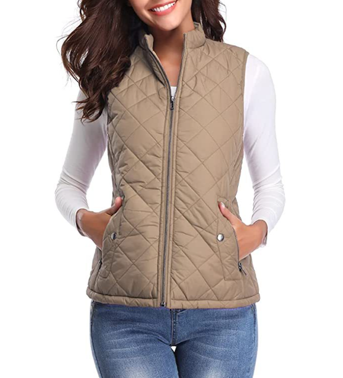 Lightly Padded Stylish Women's Bodywarmer - Lara-Light Coffee-S-Nora Luxe